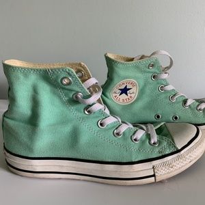 Mint green hightop Converse